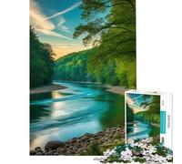 Rompecabezas para Adultos de 1000 Piezas Sereno Curva del Río Rompecabezas de 1000 Piezas Juguete de Pared Análisis y lógica cumpleaños (75x50cm)