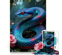 Rompecabezas para Adultos de 1000 Piezas Serpiente Azul con Rosas Diversión con articulaciones Finas,Actividad Mental Inteligente,Juego Relajante,Regalo navideño Tranquilo 50x75cm