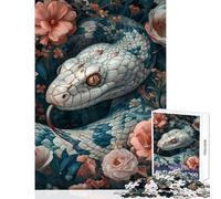 Rompecabezas para Adultos de 1000 Piezas: Serpiente Blanca en Flor Juguetes antiestrés Regalos geniales Juegos relajantes Entrena tu Cerebro y Tus Manos tamaño 38x26cm
