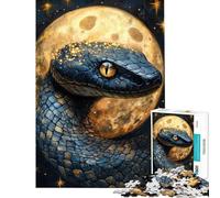 Rompecabezas para Adultos de 1000 Piezas Serpiente Cósmica y Luna Dorada Rompecabezas para Adolescentes Juego Familiar Divertido y Original Regalo de cumpleaños único (tamaño 38x52cm)