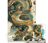 Rompecabezas para Adultos de 1000 Piezas Serpiente del Zodiaco japonés, Juegos relajantes, Actividades Divertidas para Hacer en casa, con póster y Hoja de Preguntas a Juego 38x26cm