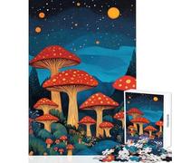 Rompecabezas para Adultos de 1000 Piezas Setas del Bosque Nocturno Juegos relajantes Divertidos y con Humor Juguete Decorativo para la Pared Difícil y desafiante (38x26cm)