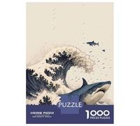 Rompecabezas para Adultos De 1000 Piezas Shark in Japan Great Wave Rompecabezas para Adultos Juguetes Antiestrés Decoración Actividades Divertidas En Casa 38x26cm/1000pcs
