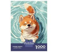 Rompecabezas para Adultos De 1000 Piezas Shiba Inu Dog Swimming in Water Rompecabezas para Adultos Juego Práctico Montaje De Patrones Cumpleaños Y Navidad 52x38cm/1000pcs