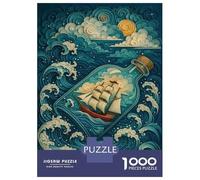 Rompecabezas para Adultos De 1000 Piezas Ship in A Bottle Ocean Scene Rompecabezas para Adultos Juego Familiar Pero Divertido Y Humorístico Cumpleaños 38x26cm/1000pcs