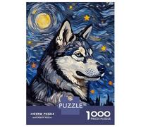 Rompecabezas para Adultos De 1000 Piezas Siberian Husky Night Rompecabezas para Adolescentes Juego Práctico Decoración del Hogar 38x26cm/1000pcs