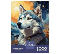 Rompecabezas para Adultos De 1000 Piezas Siberian Husky Night Sky Rompecabezas para Adultos Juguetes DIY Una Obra De Arte Regalos para Amigos Y Familiares 38x26cm/1000pcs