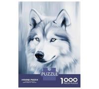 Rompecabezas para Adultos De 1000 Piezas Siberian Husky Portrait in Blue Tones Rompecabezas para Adultos Juguetes Antiestrés Aliviador del Estrés Regalos De Cumpleaños Y Únicos 38x26cm/1000pcs
