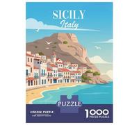 Rompecabezas para Adultos De 1000 Piezas Sicily, Italy Coastal Town Rompecabezas para Adolescentes Juegos Familiares Ensamblaje De Patrones Actividades Divertidas En Casa 52x38cm/1000pcs