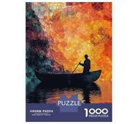 Rompecabezas para Adultos De 1000 Piezas Silhouette Rowing at Sunset Rompecabezas para Adultos Juego De Ingenio Regalo De Cumpleaños Desafío Educativo 52x38cm/1000pcs
