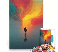 Rompecabezas para Adultos de 1000 Piezas Silueta Caminando hacia una luz Abstracta Juguete Educativo antiestrés colección de Artistas Bellas Artes 50x75cm