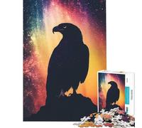 Rompecabezas para Adultos de 1000 Piezas Silueta de águila sobre Fondo de Galaxia Un desafío Educativo para la diversión Familiar Juegos Divertidos para Mayores de 14 años 38x26cm