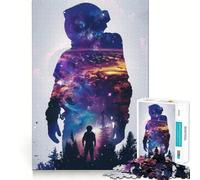Rompecabezas para Adultos de 1000 Piezas Silueta de Astronauta en la Galaxia,Juego de construcción Limpio,Juego Divertido para Pensar,Juego Relajante,Actividad de cumpleaños (38x26cm)