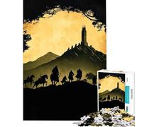 Rompecabezas para Adultos de 1000 Piezas Silueta de Guerreros y Paisaje con Torre Juego Educativo Juguetes didácticos Regalos de Amigo Invisible Decoración del hogar (Tamaño 75x50cm)