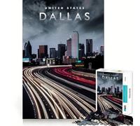 Rompecabezas para Adultos de 1000 Piezas,Silueta de la Ciudad de Dallas,diseño Elegante y Funcional,Juego de lógica y Habilidad,Ideal para divertirse en un rato,Regalo de cumpleaños (50x75cm)
