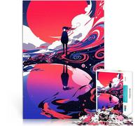 Rompecabezas para Adultos de 1000 Piezas Silueta de niña en un Paisaje cósmico Juguetes de Juego desafiantes Gran Regalo 38x26cm