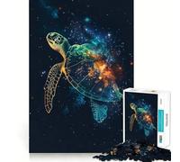 Rompecabezas para Adultos de 1000 Piezas Silueta de Tortuga, Galaxia, Arte de Borde Exacto, Juguete Creativo, Juego para Pasar un rato Agradable, Pieza de Arte navideña (38x52cm)