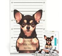 Rompecabezas para Adultos de 1000 Piezas Sin remordimientos - Foto policial de un Perro Terrier de Juguete Juegos educativos Corte de precisión colección de Artistas Bellas Artes 38x52cm