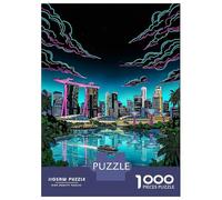 Rompecabezas para Adultos De 1000 Piezas Singapore Skyline at Night Rompecabezas para Adultos Juego De Ingenio Desafío Difícil Gran Regalo para Los Amantes De Los Juegos 38x26cm/1000pcs