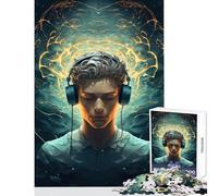 Rompecabezas para Adultos de 1000 Piezas Sintiendo el Ritmo Juguete para decoración de Pared Regalo de cumpleaños Juego práctico con Piezas de Formas aleatorias Totalmente entrelazadas 38x26cm