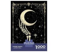 Rompecabezas para Adultos De 1000 Piezas Skeleton Hand Holding Moon Rompecabezas para Adultos Juego Práctico Corte De Precisión 38x26cm/1000pcs