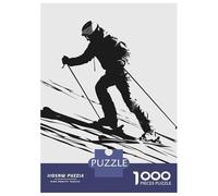 Rompecabezas para Adultos De 1000 Piezas Ski Skiing Black and White Rompecabezas para Adultos Juguete Decoración De Pared Mejora La Memoria Cumpleaños 38x26cm/1000pcs
