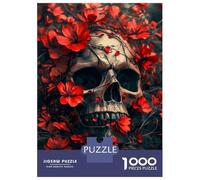 Rompecabezas para Adultos De 1000 Piezas Skull and Flowers Rompecabezas para Adultos Juego De Ingenio Regalos para Mujeres 38x26cm/1000pcs