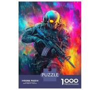 Rompecabezas para Adultos De 1000 Piezas Skull Soldier Neon Warfare -1 Rompecabezas para Adultos Juguetes Antiestrés Decoración Actividades Divertidas En Casa 38x26cm/1000pcs