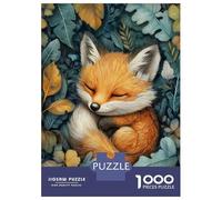 Rompecabezas para Adultos De 1000 Piezas Sleeping Baby Fox In Autumn Leaves Rompecabezas para Adultos Juego De Ingenio Análisis Y Lógica Cumpleaños Y Navidad 70x50cm/1000pcs
