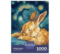 Rompecabezas para Adultos De 1000 Piezas Sleeping Bunny Starry Night Rompecabezas para Adultos Juego Práctico Difícil Difícil Cumpleaños Y Navidad 38x26cm/1000pcs