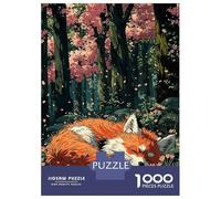 Rompecabezas para Adultos De 1000 Piezas Sleeping Fox in Cherry Blossom Forest Rompecabezas para Adultos Juguetes Antiestrés Aliviador del Estrés Regalos De Cumpleaños Y Únicos 52x38cm/1000pcs