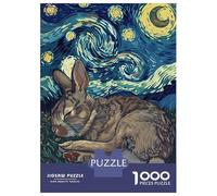 Rompecabezas para Adultos De 1000 Piezas Sleeping Rabbit Starry Night Art Rompecabezas para Adultos Juegos Relajantes Mejora La Memoria Regalo De Cumpleaños, Regalos, 70x50cm/1000pcs