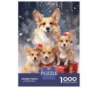 Rompecabezas para Adultos De 1000 Piezas Snow Corgi Dog Family Xmas Rompecabezas para Adultos Juego De Ingenio para La Diversión Familiar Actividades Divertidas En Casa, 52x38cm/1000pcs