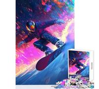 Rompecabezas para Adultos de 1000 Piezas Snowboarder con Brillo neón Juguetes de decoración para el hogar Regalo Divertido Juego Educativo descompresión Intelectual tamaño 38x52cm