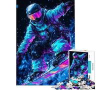 Rompecabezas para Adultos de 1000 Piezas Snowboarder en Luces de neón Rompecabezas para Adultos Juegos relajantes Regalo de cumpleaños (Tamaño 50x75cm)