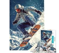 Rompecabezas para Adultos de 1000 Piezas Snowboarder en Vuelo Juego práctico para Adultos Ideal para divertirse en Familia cumpleaños y Navidad (tamaño 38x26cm)