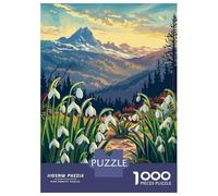 Rompecabezas para Adultos De 1000 Piezas Snowdrops and Mountain View Rompecabezas para Adultos Juego Práctico Decoración De Pared para Cumpleaños, Navidad 38x26cm/1000pcs