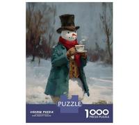 Rompecabezas para Adultos De 1000 Piezas Snowman with Tea Cup Painting Rompecabezas para Adultos Juegos Relajantes Decoración Cumpleaños 52x38cm/1000pcs