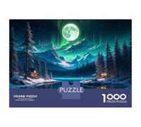 Rompecabezas para Adultos De 1000 Piezas Snowy Mountain Lake Night Scene Rompecabezas para Adultos Juego De Ingenio para La Diversión Familiar Actividades Divertidas En Casa, 52x38cm/1000pcs
