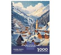 Rompecabezas para Adultos De 1000 Piezas Snowy Village in Courchevel, France Rompecabezas para Adultos Juegos Familiares Montaje De Patrones Cumpleaños Y Navidad 38x26cm/1000pcs
