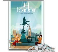 Rompecabezas para Adultos de 1000 Piezas sobre la Historia de los Viajes por la Ciudad de Londres, para Mayores de 14 años Un Juego desafiante como Regalo para Toda la Familia y Amigos 26x38cm