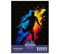 Rompecabezas para Adultos De 1000 Piezas Soccer Player Silhouette with Colorful Splashes Rompecabezas para Adultos Juegos Relajantes Mejora La Memoria Regalo De Cumpleaños, Regalos, 70x50cm/1000pcs