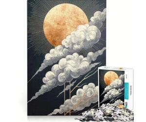 Rompecabezas para Adultos de 1000 Piezas Sol Dorado y Nubes Juguete antiestrés Desarrollo de Habilidades analíticas y lógicas Colección de Artistas Bellas Artes 38x26cm