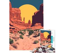 Rompecabezas para Adultos de 1000 Piezas Sol Naciente sobre un cañón desértico ilustración Minimalista de la Naturaleza Juguete Intelectual Juegos relajantes Carrera Manual Excelentes Regalos