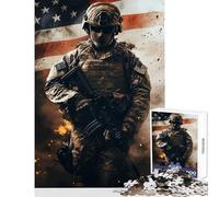 Rompecabezas para Adultos de 1000 Piezas Soldado Americano Juguetes antiestrés Grandes Regalos y Juguetes Juego práctico con Piezas de Formas aleatorias Totalmente entrelazadas tamaño 50x75cm