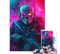 Rompecabezas para Adultos de 1000 Piezas Soldado Calavera Guerra de Neón Rompecabezas para Adultos Carrera de Velocidad Manual Cada Pieza Es Única Juguetes Educativos 50x75cm