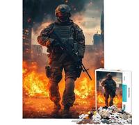 Rompecabezas para Adultos de 1000 Piezas Soldado en Zona de Guerra Juguete antiestrés para Adultos Que Mejora la Memoria Ideal para cumpleaños y Navidad (tamaño 38x26cm)