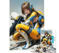 Rompecabezas para Adultos de 1000 Piezas Soldado Femenina Cyberpunk Juguete para decoración de Pared desafío difícil cumpleaños (tamaño 38x52cm)