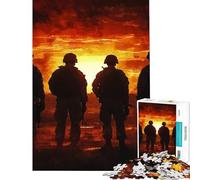 Rompecabezas para Adultos de 1000 Piezas Soldados al Atardecer Juego de ingenio Juguete Intelectual Regalo de cumpleaños Difícil (Tamaño 50x75cm)