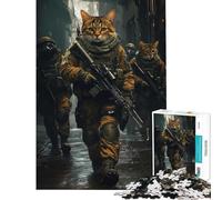 Rompecabezas para Adultos de 1000 Piezas Soldados Gato bajo la Lluvia Juego Educativo desafío Juguete Juegos relajantes Una Obra de Arte Regalos para Hombres y Mujeres (tamaño 50x75cm)